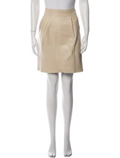 Pre-owned Marni Lamb Leather Mini Skirt In Neutrals