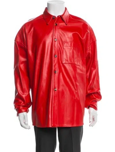 Pre-owned Marni Lamb Leather Overcoat In Red