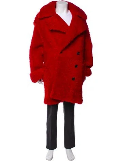Pre-owned Marni Lamb Leather Overcoat W/ Tags In Red