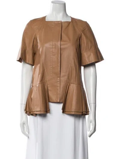 Pre-owned Marni Lamb Leather Square Neckline Top In Brown