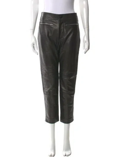 Pre-owned Marni Lamb Leather Straight Leg Pants In Black
