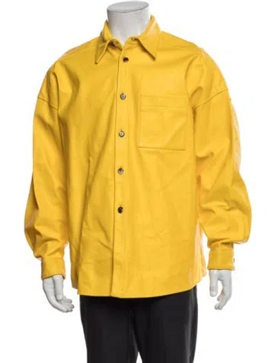 Pre-owned Marni Lamb Leather Trucker Jacket In Yellow