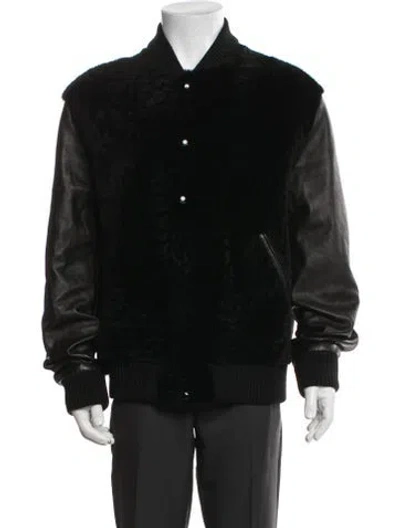 Pre-owned Marni Lamb Leather Varsity Jacket In Black
