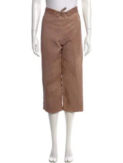 Pre-owned Marni Lamb Leather Wide Leg Pants In Brown