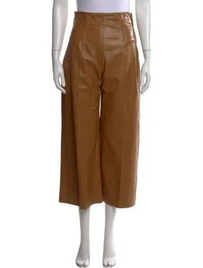 Pre-owned Marni Lamb Leather Wide Leg Pants W/ Tags In Brown