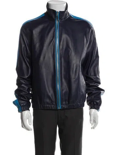Pre-owned Marni Lamb Leather Windbreaker In Blue