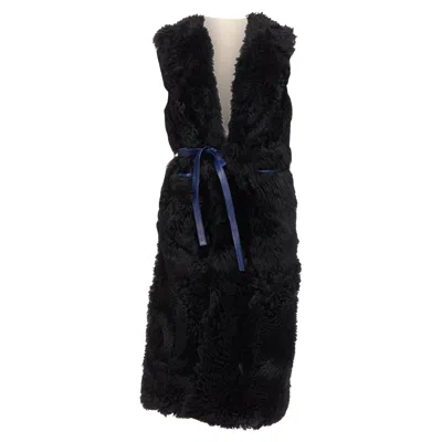 Marni Lamb Shearling Fur Leather Belted Belt In Black