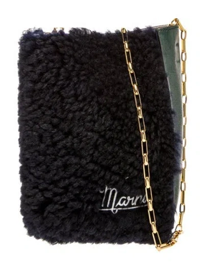 Pre-owned Marni Lambskin Messenger Bag In Black
