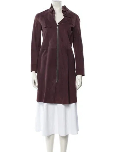 Pre-owned Marni Lambskin Trench Coat In Burgundy