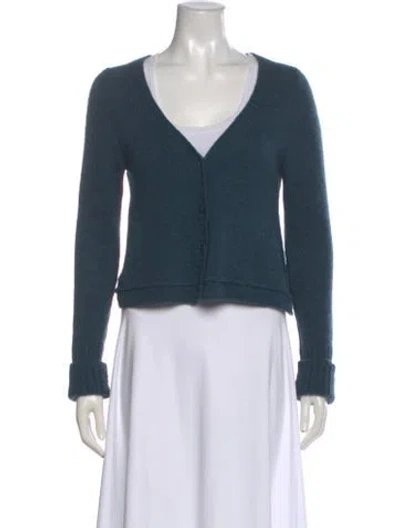 Pre-owned Marni Lambswool V-neck Sweater In Blue