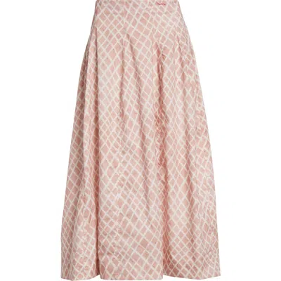 Marni Landscapes Cotton Poplin Midi Skirt In Pink