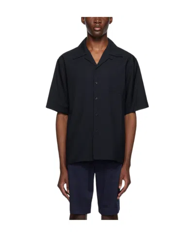 Marni Men's Tropical Wool Bowling Shirt In Black