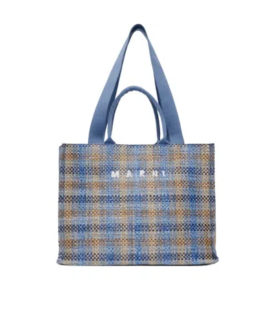 Marni Larga Basket Logo-embroidered Tote Bag In Gray