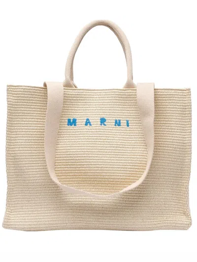 Marni Large Basket Bag Woman Off White In Neutral