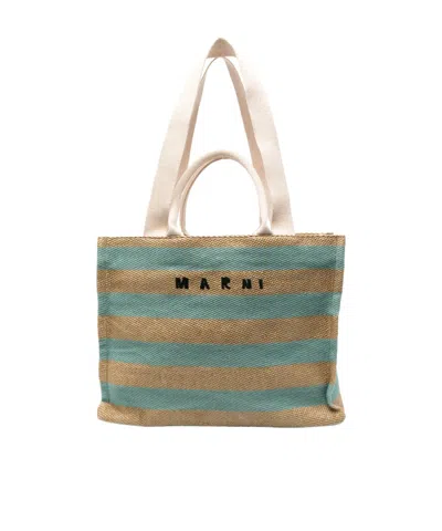 Marni Large Basket Tote Bag In Beige