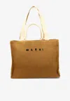 Marni Large East-west Raffia Tote Bag In Brown