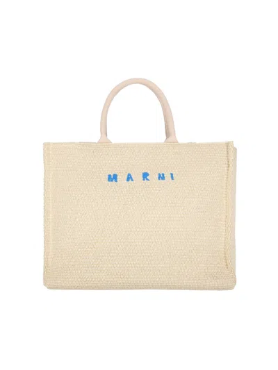 Marni Large "east/west" Tote Bag - Cream