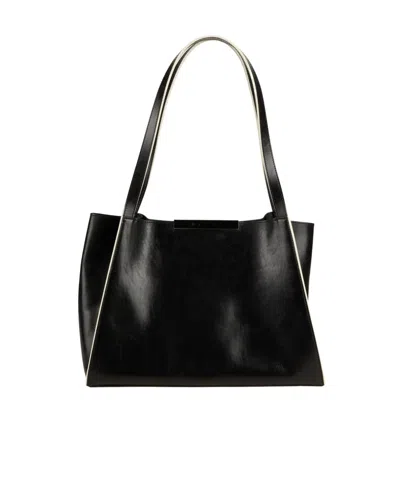 Marni Large Leather Tote Bag In Black