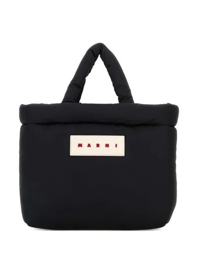 Marni Large Puff Tote Bag In Black