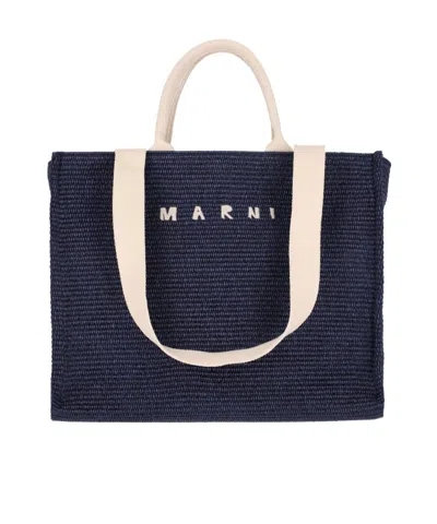 MARNI MARNI LOGO EMBROIDERED TOP HANDLE BAG