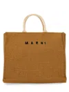 Marni Large Raffia Effect Fabric Tote Bag