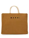 Marni Large Raffia Effect Fabric Tote Bag