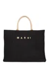 Marni Rectangular Tote Bag With Woven Texture And 2 Handles In Black