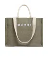 Marni Shopping L Khaki Beige Handles White Logo In Green