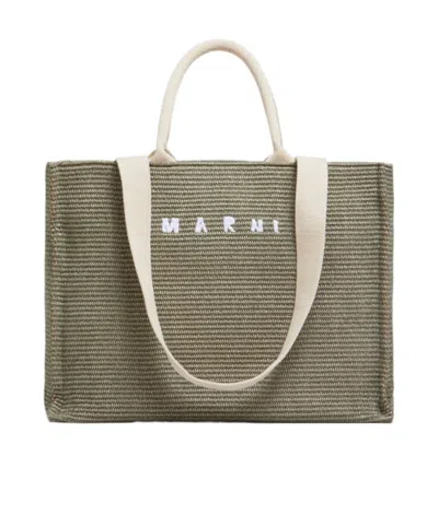 MARNI MARNI LOGO EMBROIDERED TOP HANDLE BAG