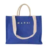 Marni Shopper Bag With Shoulder Strap And Top Handles In Blue