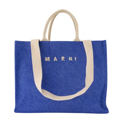 Marni Large Shopper Bag In Blue