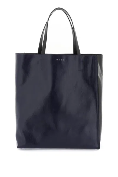Marni Large Soft Museum Bag In Blue,black