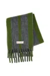 Marni Contrasting Double Stripe Rectangular Scarf In Green