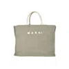 Marni Large Tote Bag In Green Raffia Effect Fabric