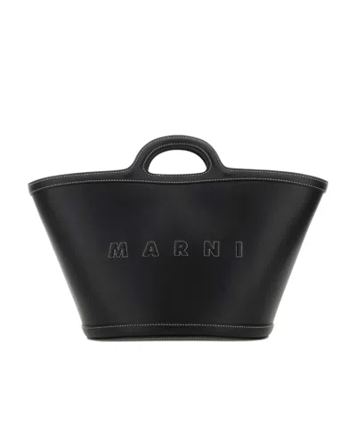 Marni Large Tropicalia Tote Bag In Black