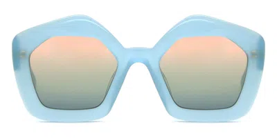 Marni Laughing Waters Havana Rossa 0yj Men's Sunglasses Blue Size 51