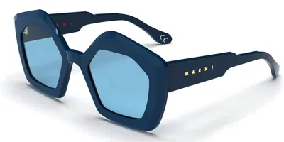 Marni Laughing Waters Havana Rossa Lp4 Men's Sunglasses Blue Size 51