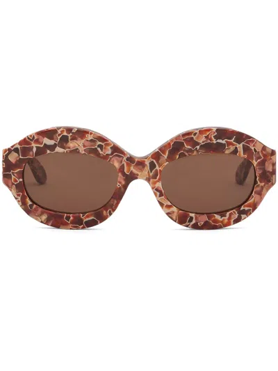 Marni Lava Ik Kil Cenote Oval-frame Sunglasses In Brown