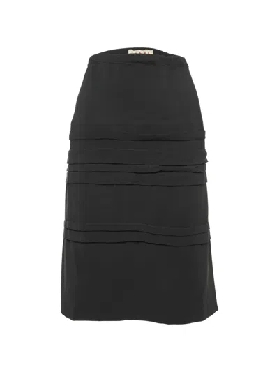 Pre-owned Marni Layered Crepe Midi Skirt In Black