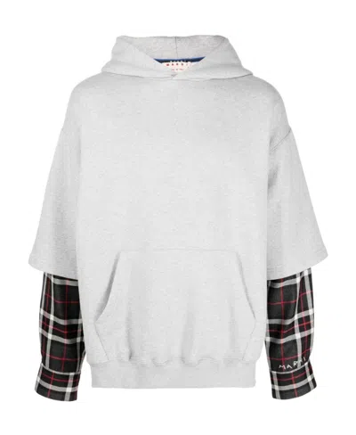Marni Layered-design Hoodie In White