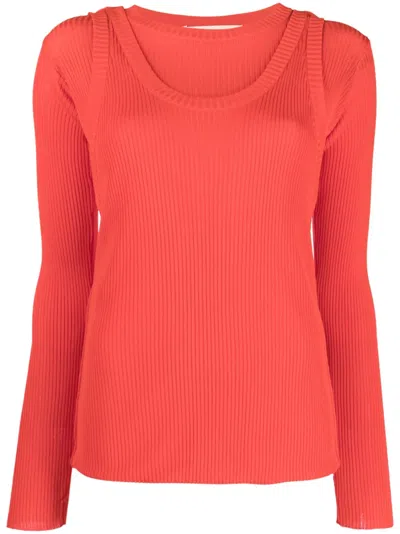 MARNI LAYERED-EFFECT RIBBED-KNIT JUMPER