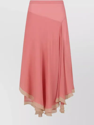 Marni Layered High Waist Asymmetric Midi Skirt In Pink