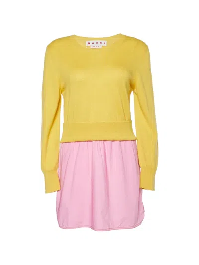 Pre-owned Marni Layered Knit Sweater In Yellow