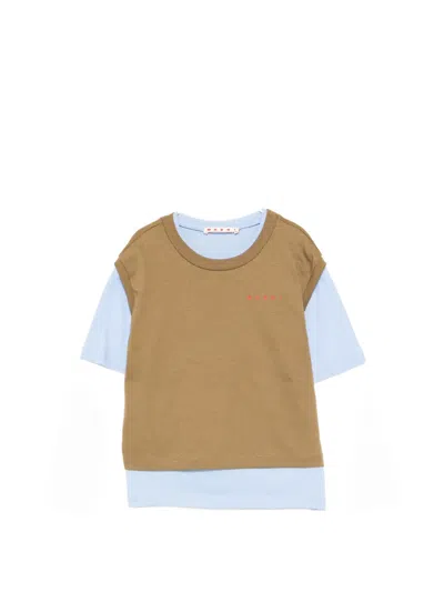 Marni Kids' Layered Long-sleeve T-shirt In Brown