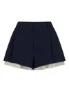 Marni Deep Blue Wool Shorts With Visible Lining