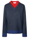 Marni Chevron-pattern Layered-effect Sweater In Black