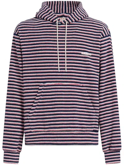 Marni Layered Striped Hoodie In Stb94 Blumarine