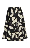 Marni Leaf-detailed Woven Skirt In Black