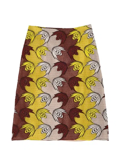 Marni Leaf-print Skirt In Brown