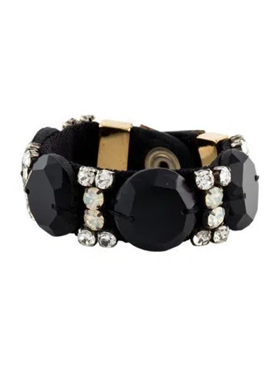 Pre-owned Marni Leather & Crystal Wrap Bracelet In Multi